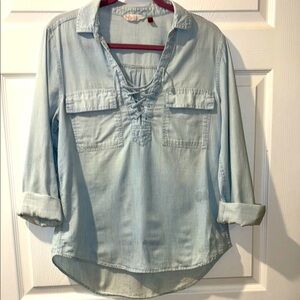 Light Blue Lace-Up Women's Top by SO